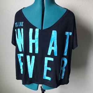 Hollister Navy Crop Top XS "IT'S LIKE WHAT EVER"